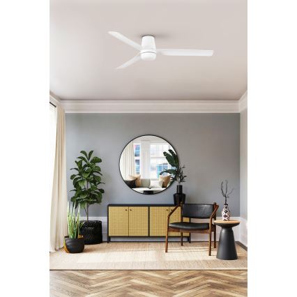 FARO 33828WT1S - Ventilador de teto com LED regulável PUNT TUB M LED/18W/230V 2700/3000/4000K diâmetro 132 cm branco Wi-Fi Tuya + controlo remoto