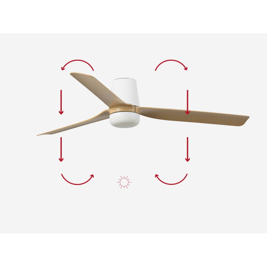 FARO 33829-1TW - Ventilador de teto LED dimerizável PUNT TUB M LED/18W/230V 2700/3000/4000K Ø 130 cm branco/castanho + controlo remoto