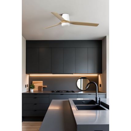 FARO 33829-1TW - Ventoinha de teto LED com regulação PUNT TUB M LED/18W/230V 3000/4200/6500K diâmetro 130 cm branco/castanho + comando