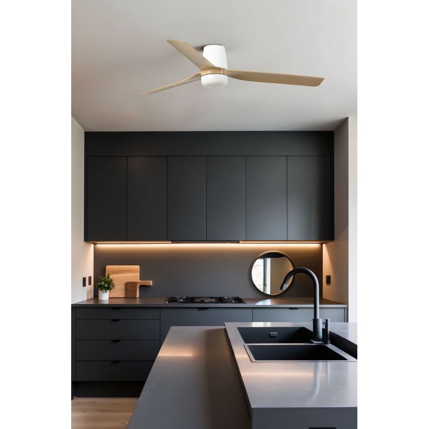 FARO 33829-1TW - Ventoinha de teto LED com regulação PUNT TUB M LED/18W/230V 3000/4200/6500K diâmetro 130 cm branco/castanho + comando