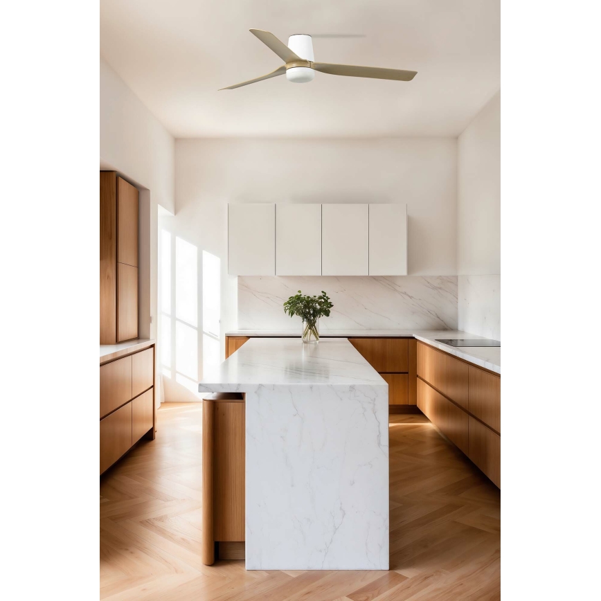 FARO 33829 - Ventoinha de teto PUNT TUB M castanho/branco diâmetro 130 cm + comando