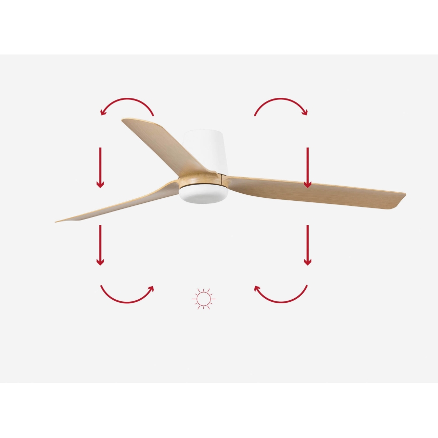 FARO 33829 - Ventoinha de teto PUNT TUB M castanho/branco diâmetro 130 cm + comando