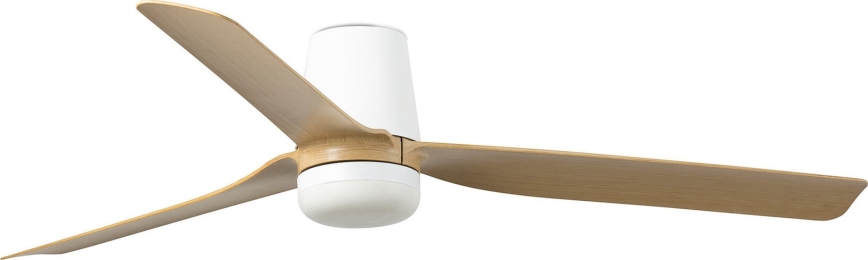 FARO 33829WT-1TW - Ventoinha de teto LED com regulação PUNT TUB M LED/18W/230V 3000/4200/6500K castanho/branco diâmetro 132 cm Wi-Fi Tuya + comando