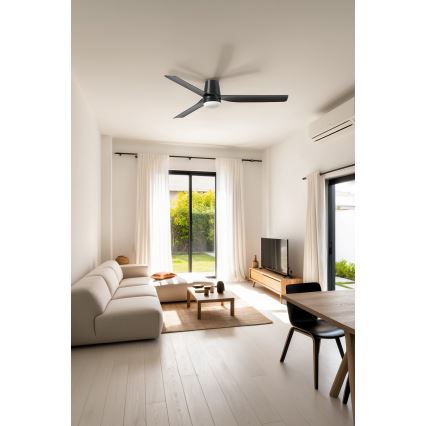 FARO 33830-1TW - Ventoinha de teto LED com regulação PUNT TUB M LED/18W/230V 3000/4200/6500K diâmetro 130 cm preto + comando