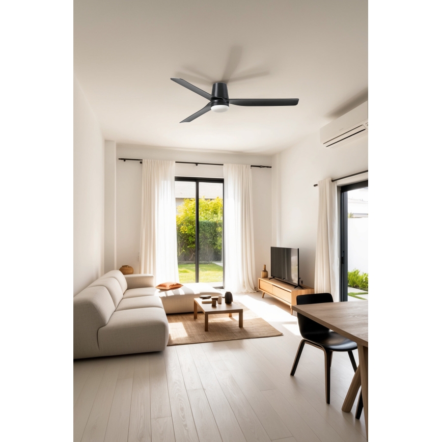 FARO 33830-1TW - Ventoinha de teto LED com regulação PUNT TUB M LED/18W/230V 3000/4200/6500K diâmetro 130 cm preto + comando