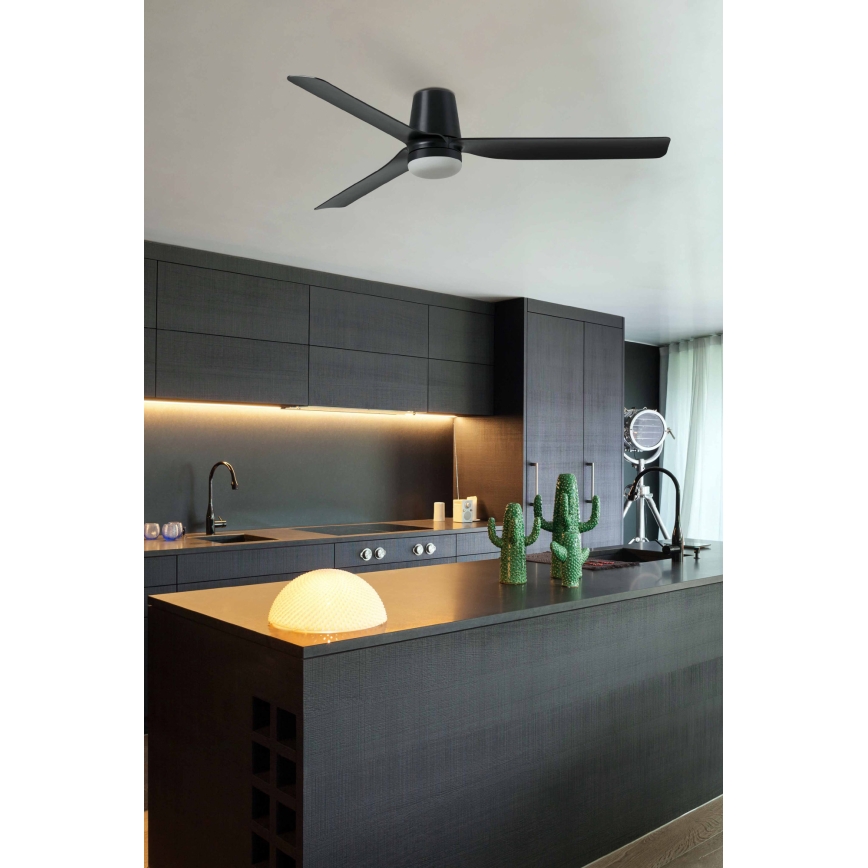 FARO 33830WT1S - Ventilador de teto LED dimmerizável PUNT TUB M LED/18W/230V 2700/3000/4000K Ø 132 cm preto Wi-Fi Tuya + controlo remoto