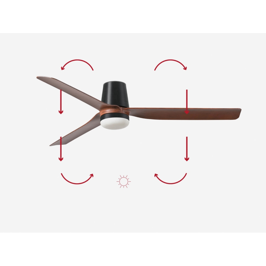 FARO 33831-1TW - Ventoinha de teto LED com regulação PUNT TUB M LED/18W/230V 3000/4200/6500K diâmetro 130 cm castanho/preto + comando