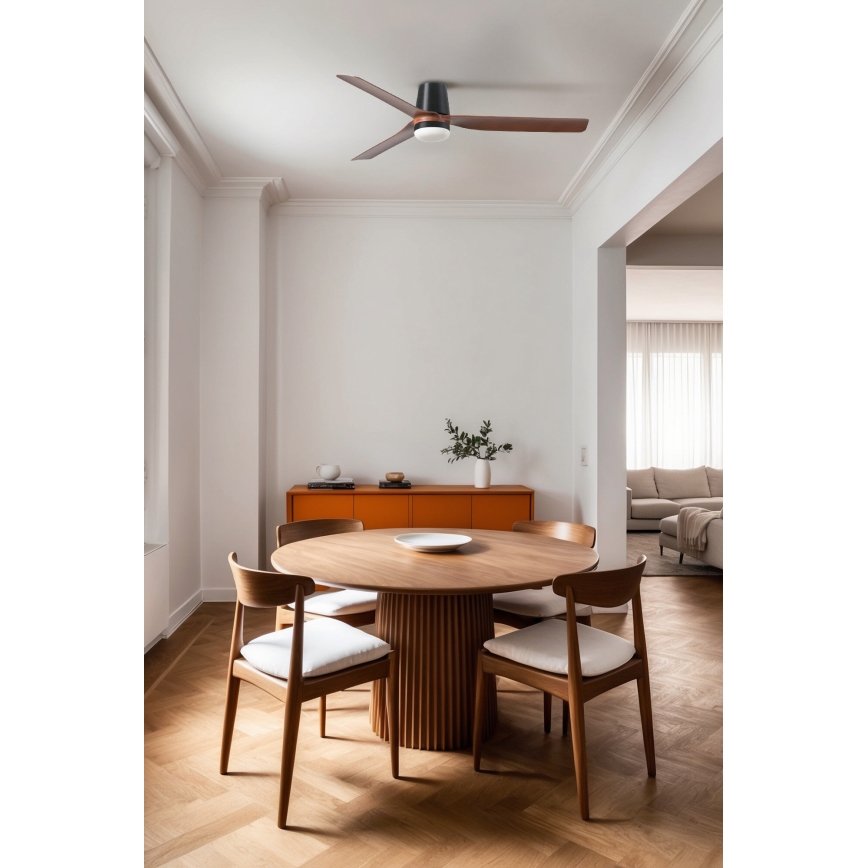 FARO 33831WT-1TW - Ventoinha de teto LED com regulação PUNT TUB M LED/18W/230V 3000/4200/6500K castanho/preto diâmetro 132 cm Wi-Fi Tuya + comando