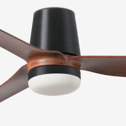 FARO 33831WT1S - Ventilador de teto LED dimerizável PUNT TUB M LED/18W/230V 2700/3000/4000K Ø132 cm castanho/preto Wi-Fi Tuya + comando remoto