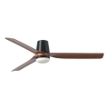 FARO 33831WT1S - Ventilador de teto LED dimerizável PUNT TUB M LED/18W/230V 2700/3000/4000K Ø132 cm castanho/preto Wi-Fi Tuya + comando remoto