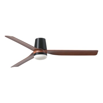 FARO 33831WT1S - Ventilador de teto LED dimerizável PUNT TUB M LED/18W/230V 2700/3000/4000K Ø132 cm castanho/preto Wi-Fi Tuya + comando remoto