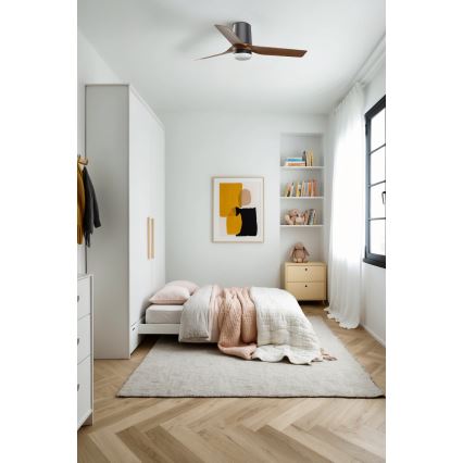 FARO 33835-1TW - Ventoinha de teto LED com regulação MINI PUNT TUB S LED/10W/230V 2700/4000/6000K diâmetro 90 cm castanho/preto + comando