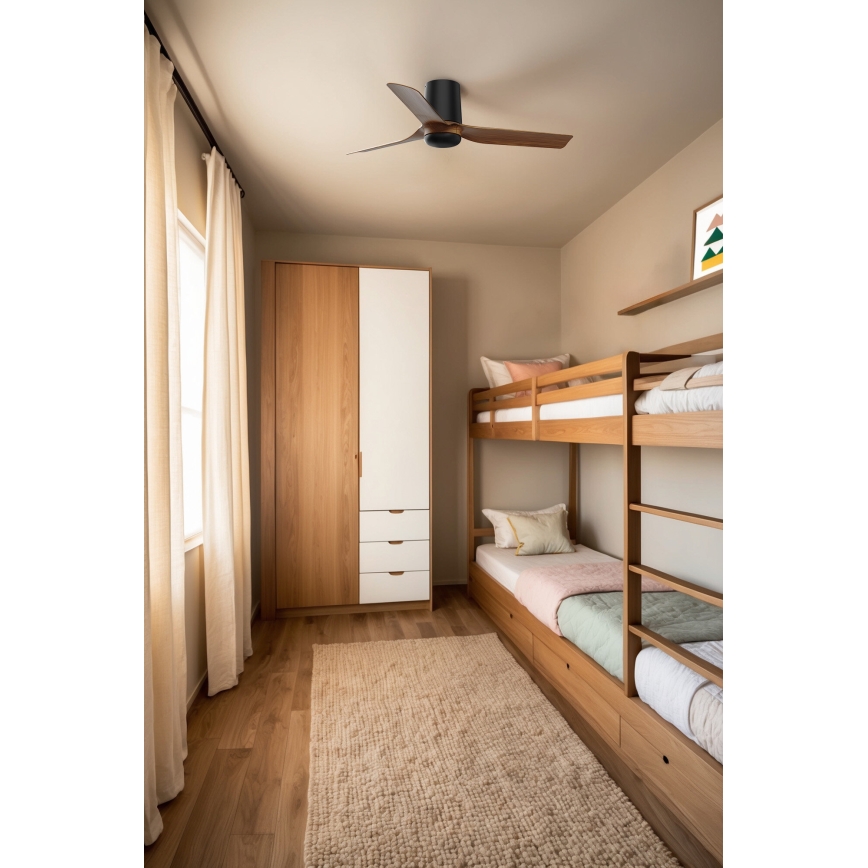 FARO 33835WT - Ventoinha de teto MINI PUNT TUB S castanho/preto diâmetro 90 cm Wi-Fi Tuya + comando