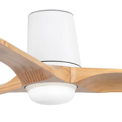 FARO 33836-1TW - Ventilador de teto LED regulável HEYWOOD TUB S LED/10W/230V 2700/4000/6000K pinho/branco Ø 90 cm + controlo remoto