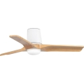 FARO 33836-1TW - Ventilador de teto LED dimerizável HEYWOOD TUB S com LED/10W/230V 2700/3000/4000K pinho/branco Ø 90 cm + controlo remoto