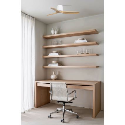 FARO 33836 - Ventilador de teto HEYWOOD TUB em pinho/branco diâmetro 90 cm + controlo remoto