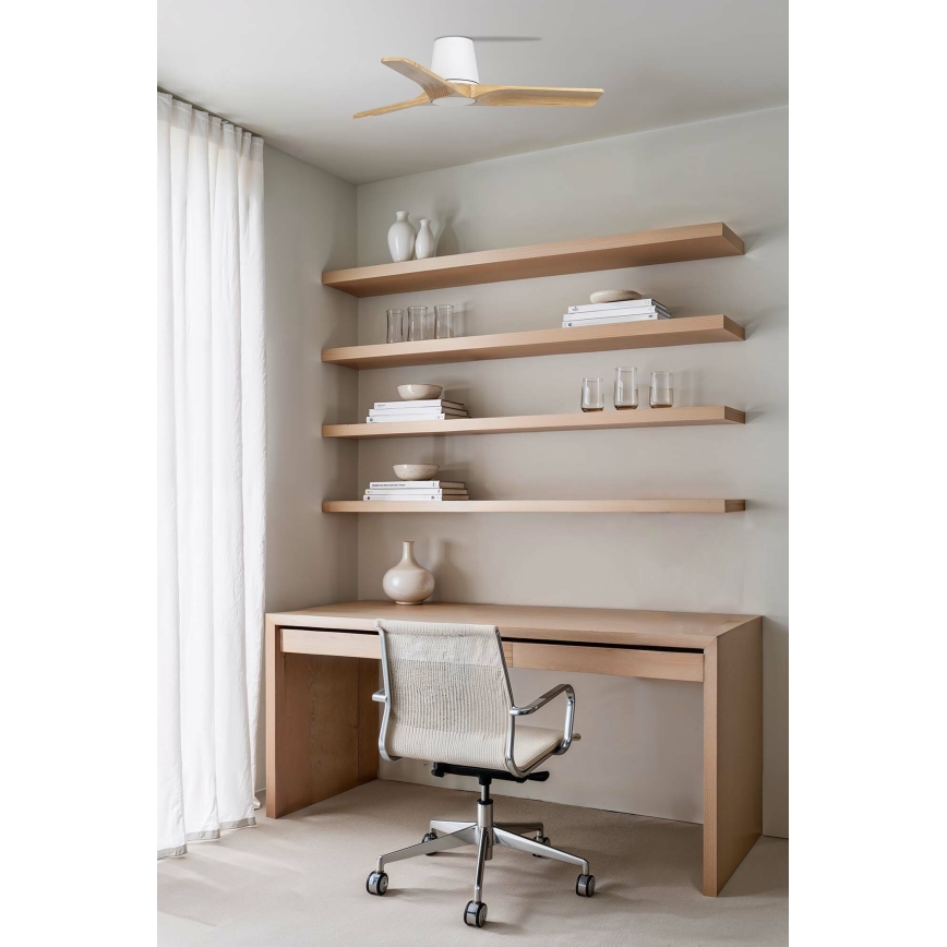 FARO 33836 - Ventilador de teto HEYWOOD TUB em pinho/branco diâmetro 90 cm + controlo remoto