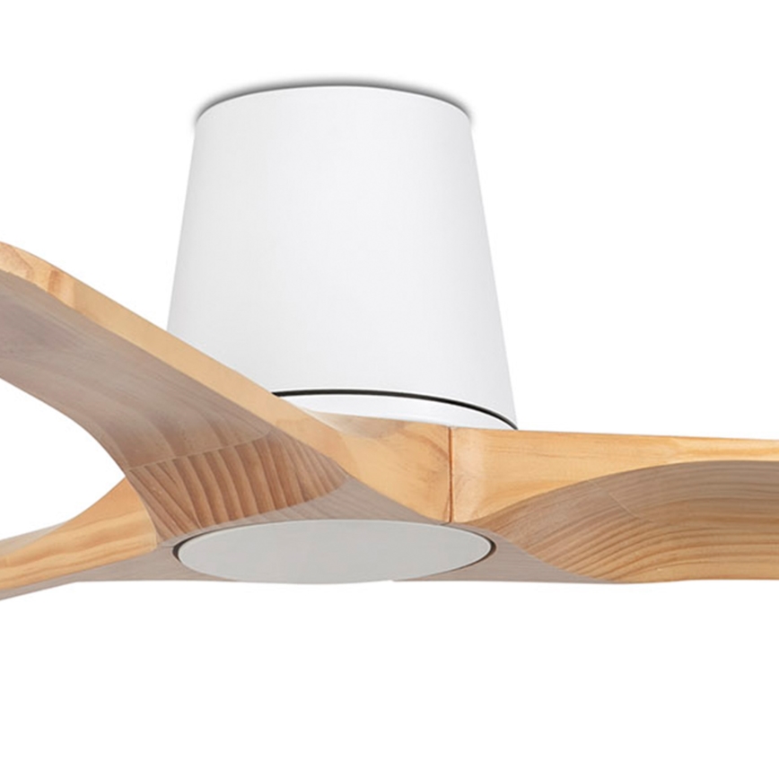 FARO 33836 - Ventilador de teto HEYWOOD TUB em pinho/branco diâmetro 90 cm + controlo remoto
