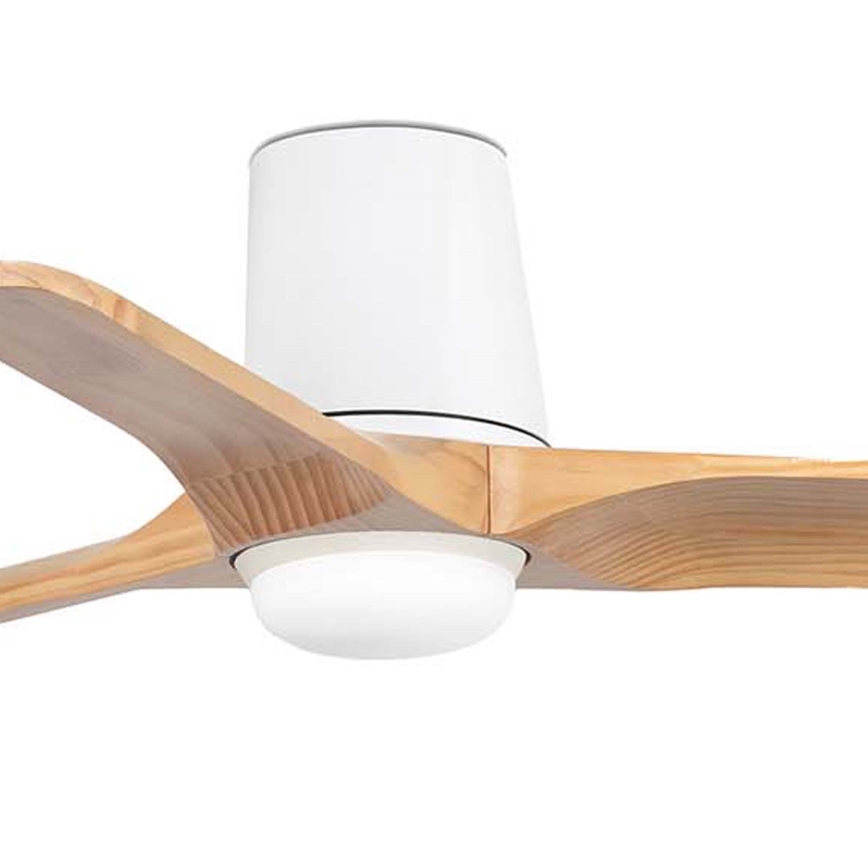 FARO 33836WT-1TW - Ventilador de teto dimerizável HEYWOOD TUB com LED/10W/230V 2700/3000/4000K pinho/branco Ø 90 cm Wi-Fi Tuya + controlo remoto