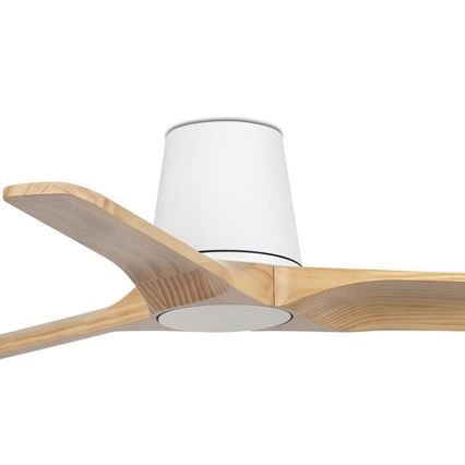 FARO 33836WT - Ventilador de teto HEYWOOD TUB S pinho/branco diâmetro 90 cm Wi-Fi Tuya + controlo remoto