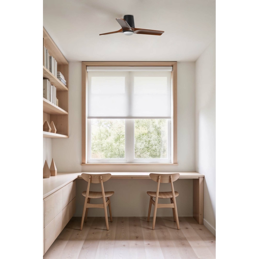 FARO 33837-1TW - Ventilador de teto LED regulável HEYWOOD TUB S LED/10W/230V 2700/4000/6000K pinho/preto Ø 90 cm + controlo remoto