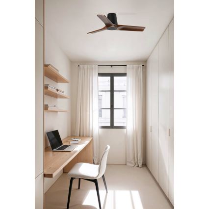 FARO 33837 - Ventilador de teto HEYWOOD TUB pinho/preto diâmetro 90 cm + controlo remoto