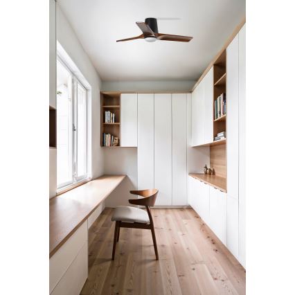 FARO 33837WT - Ventilador de teto HEYWOOD TUB em pinho/preto diâmetro 90 cm Wi-Fi Tuya + controlo remoto