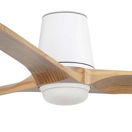 FARO 33838WT-1TW - Ventilador de teto LED regulável HEYWOOD TUB L LED/10W/230V 2700/4000/6000K pinho/branco diâmetro 132 cm Wi-Fi Tuya + controlo remoto