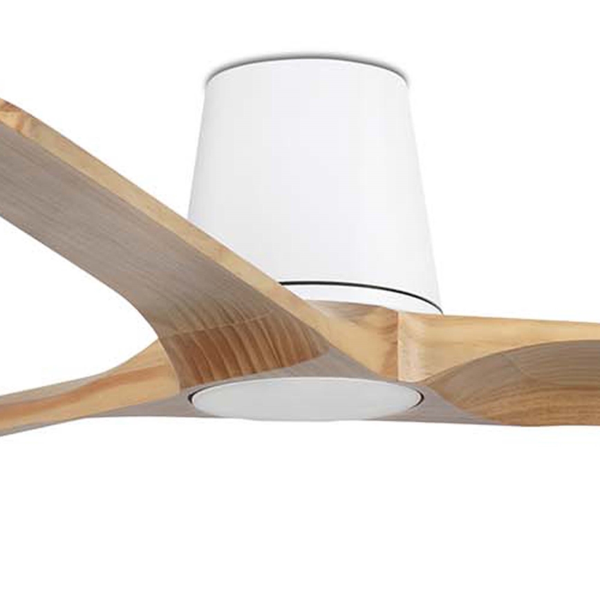 FARO 33838WT - Ventilador de teto HEYWOOD TUB L pinho/branco diâmetro 132 cm Wi-Fi Tuya + controlo remoto