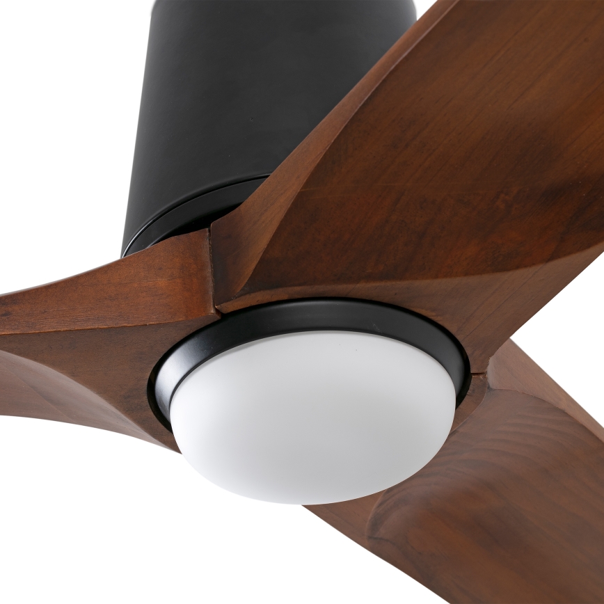 FARO 33839-1TW - Ventilador de teto LED regulável HEYWOOD TUB L LED/10W/230V 2700/4000/6000K pinho/preto Ø 132 cm + controlo remoto