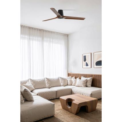 FARO 33839WT - Ventilador de teto HEYWOOD TUB L pinho/preto diâmetro 132 cm Wi-Fi Tuya + controlo remoto