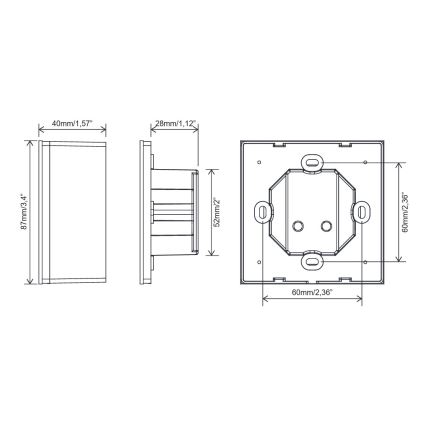 FARO 33988 - Comando de parede tátil para ventiladores de teto 230V, preto