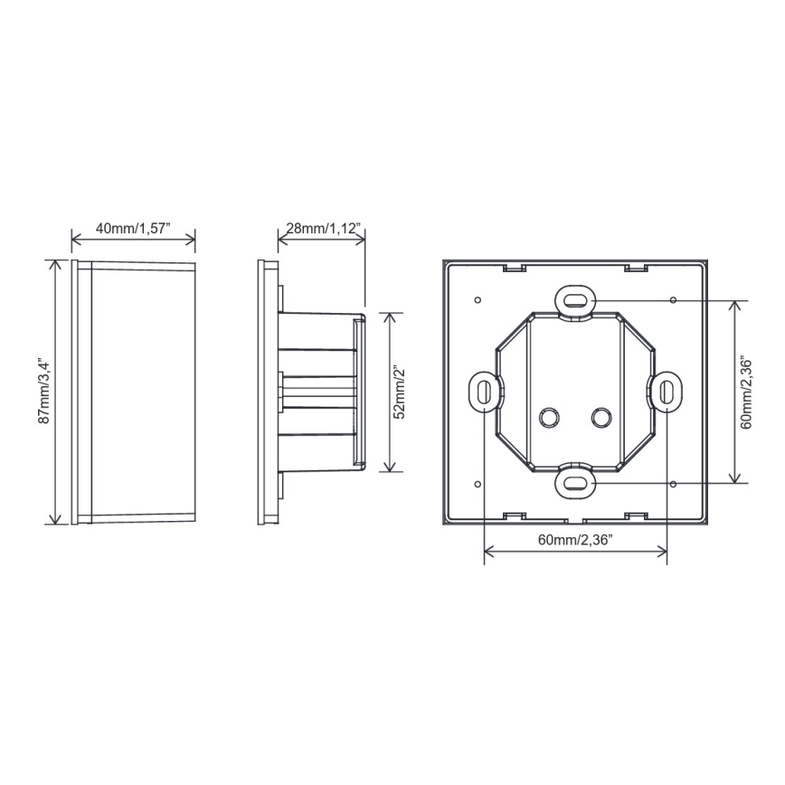 FARO 33988 - Comando de parede tátil para ventiladores de teto 230V, preto