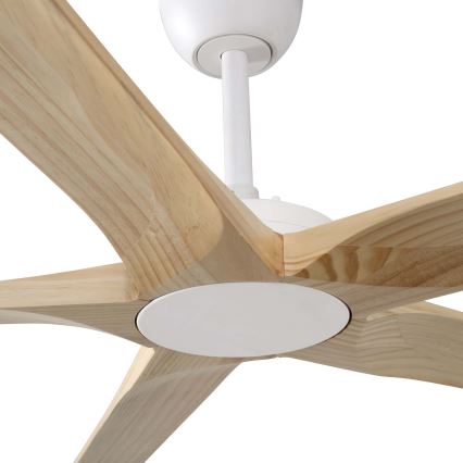 FARO 34191WT - Ventilador de teto BIGWOOD XL pinho/branco diâmetro 200 cm Wi-Fi Tuya + controlo remoto