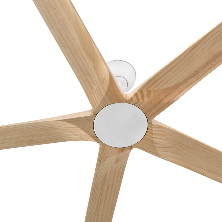 FARO 34191WT - Ventilador de teto BIGWOOD XL pinho/branco diâmetro 200 cm Wi-Fi Tuya + controlo remoto