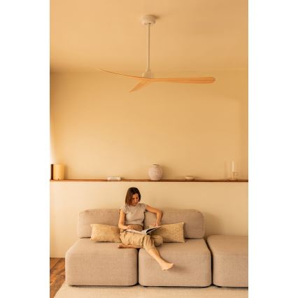 FARO 34195WT - Ventilador de tecto ROCKER M Ø 132 cm bege/branco Wi-Fi Tuya + controlo remoto