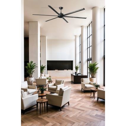 FARO 34207 - Ventoinha de teto ROTTERDAM XXL preto diâmetro 250 cm + comando