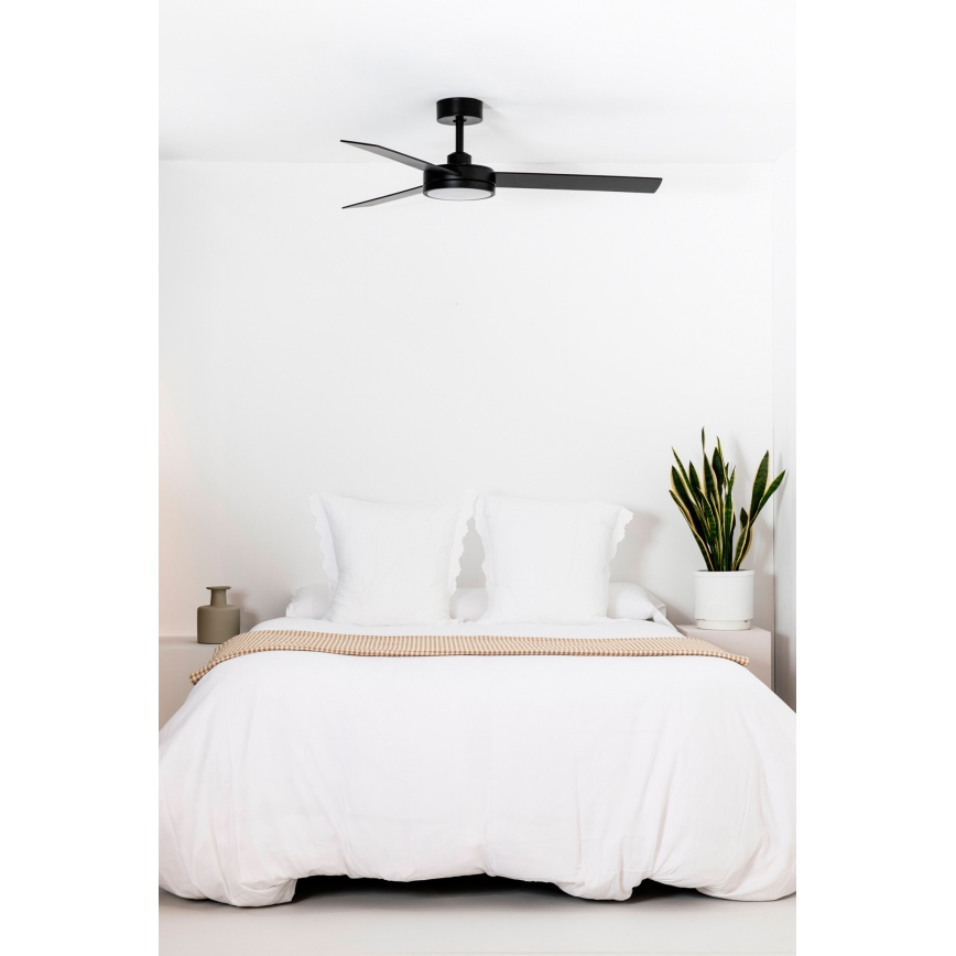 FARO 34261 - Ventilador de teto LED BARTH LED/24W/230V preto + comando à distância