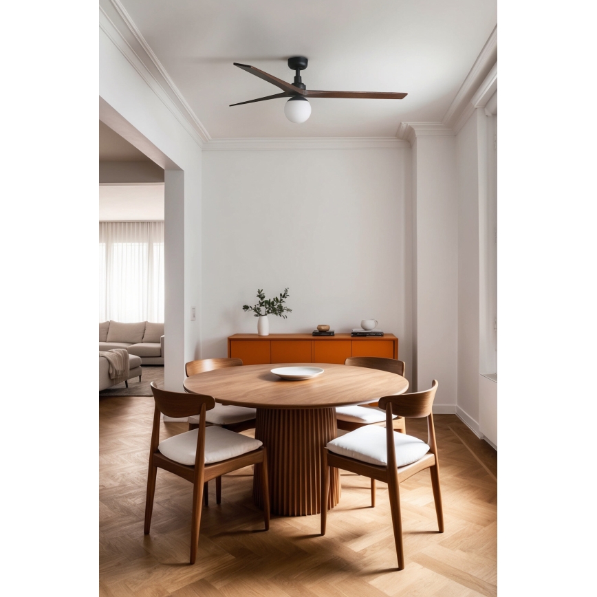 FARO 34276-11L - Ventoinha de teto KLIM L 1xE27/15W/230V nogueira/preto diâmetro 150 cm + comando