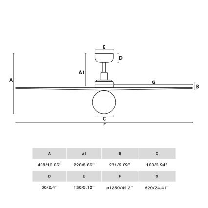 FARO 34277WT-11L - Ventilador de teto KLIM M 1xE27/15W/230V nogueira/preto diâmetro 125 cm Wi-Fi Tuya + controlo remoto