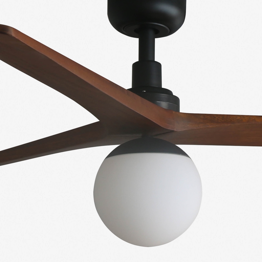 FARO 34277WT-11L - Ventilador de teto KLIM M 1xE27/15W/230V nogueira/preto diâmetro 125 cm Wi-Fi Tuya + controlo remoto