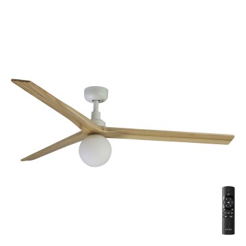 FARO 34279-11L - Ventoinha de teto KLIM L 1xE27/15W/230V carvalho/branco diâmetro 150 cm + comando