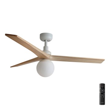 FARO 34280-11L - Ventoinha de teto KLIM M 1xE27/15W/230V pinho/branco diâmetro 125 cm + comando