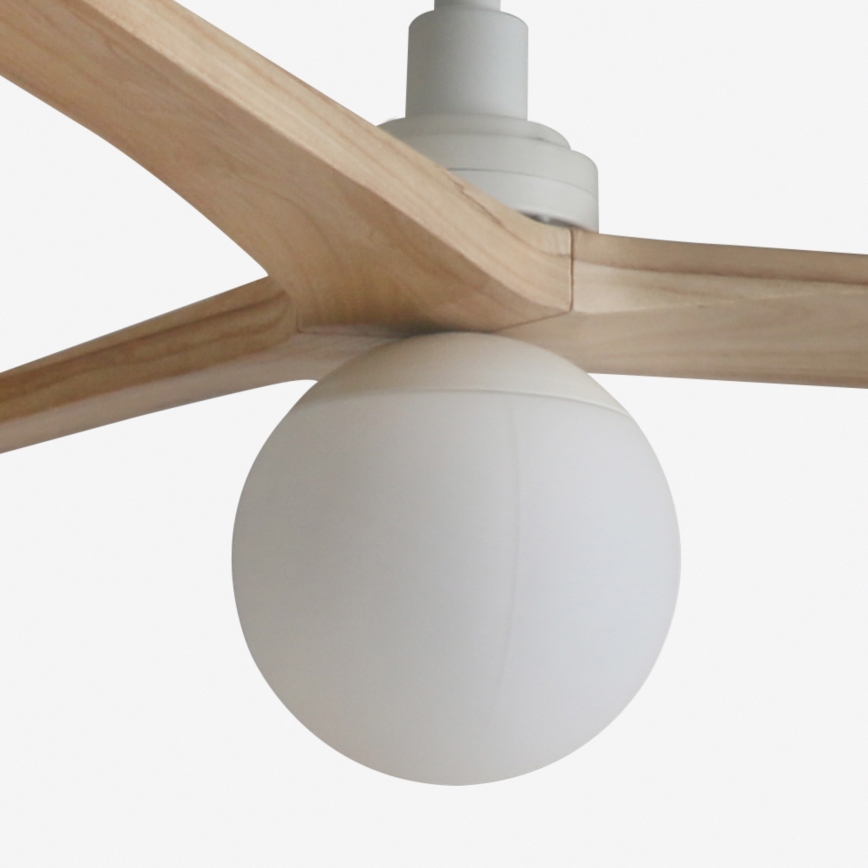 FARO 34280WT-11L - Ventilador de teto KLIM M 1xE27/15W/230V pinho/branco diâmetro 125 cm Wi-Fi Tuya + controlo remoto