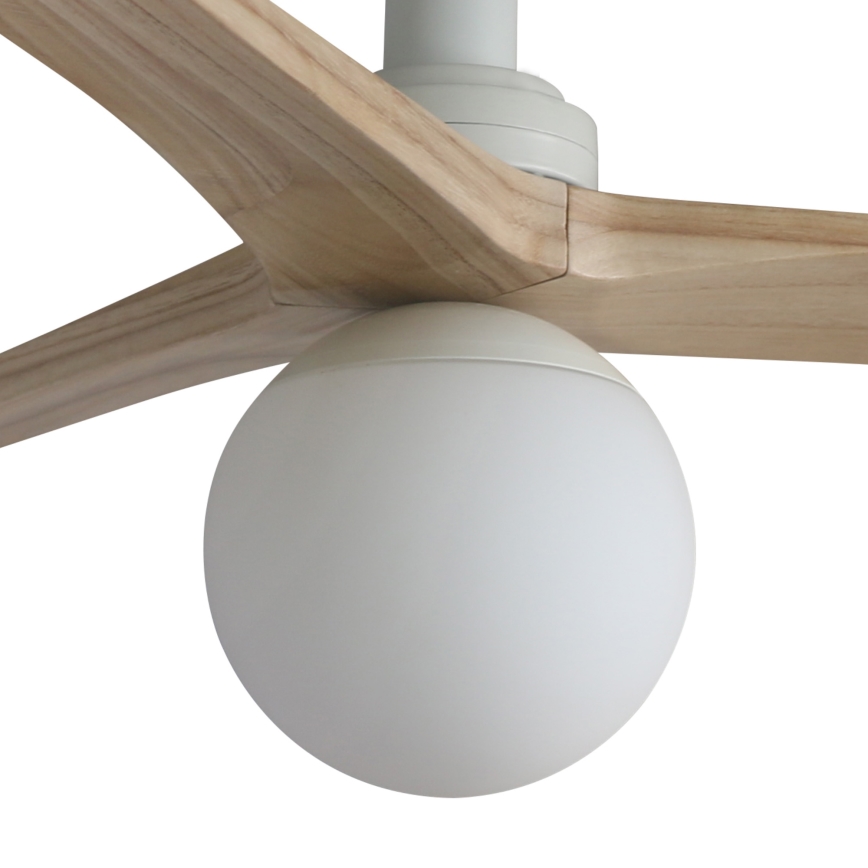 FARO 34281WT-11L - Ventilador de teto KLIM S 1xE27/15W/230V pinho/branco diâmetro 92,5 cm Wi-Fi Tuya + controlo remoto