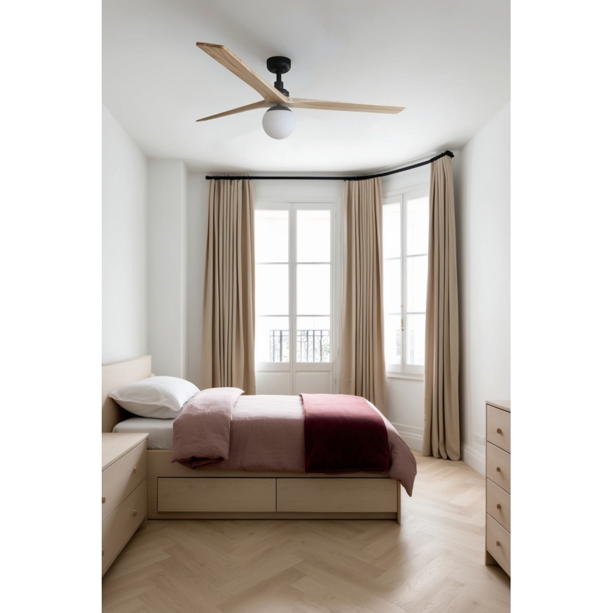 FARO 34282WT-11L - Ventilador de teto KLIM L 1xE27/15W/230V pinheiro/preto diâmetro 150 cm Wi-Fi Tuya + controlo remoto
