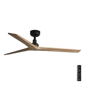 FARO 34283 - Ventoinha de teto KLIM M pinho/preto diâmetro 125 cm + comando