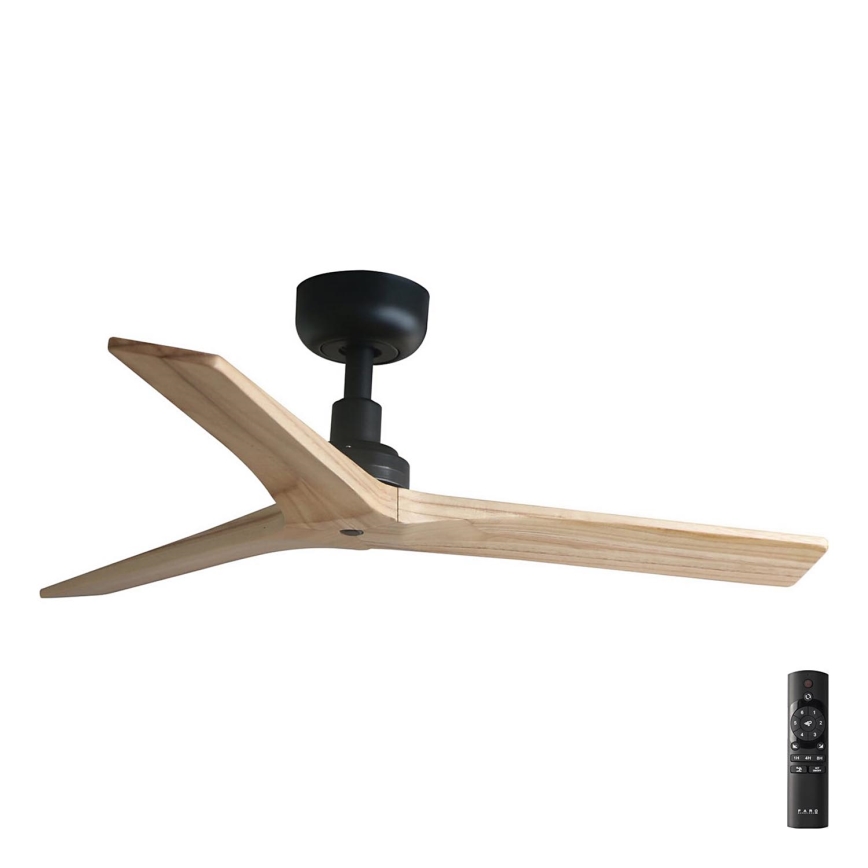 FARO 34284 - Ventoinha de teto KLIM S pinho/preto diâmetro 92,5 cm + comando