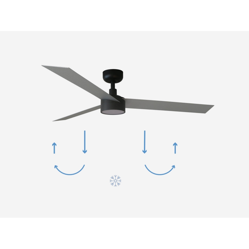 FARO 34286-1TW - Ventoinha de teto LED com regulação CRUISER L LED/18W/230V 2700/4000/6500K diâmetro 132 cm preto/cinzento + comando