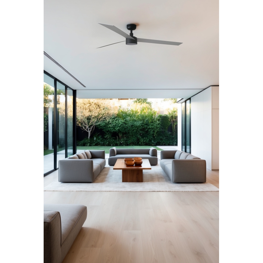 FARO 342871S - Ventilador de tecto LED regulável CRUISER XL LED/18W/230V 2700/3000/4000K Ø 160 cm cinzento/preto + comando à distância